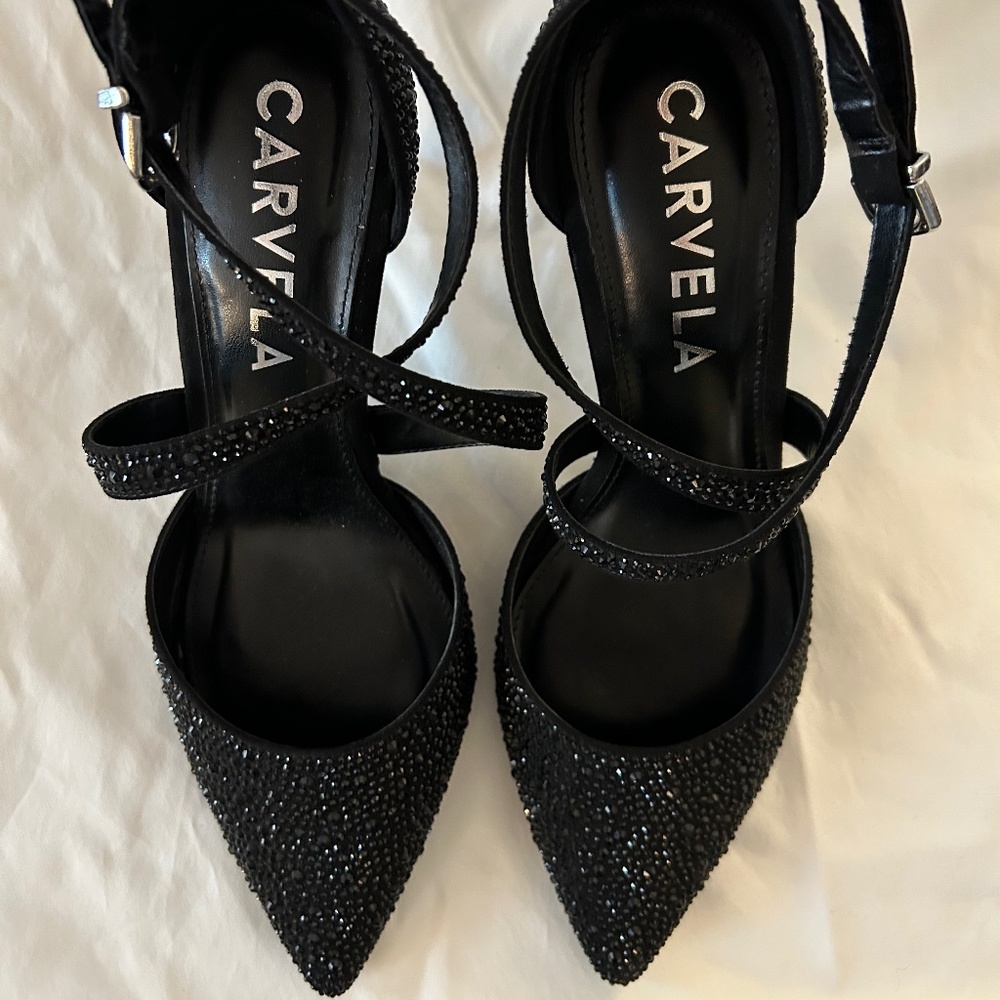 Carvela Black Kross Jewel Embellished Faux Suede Dress Pump